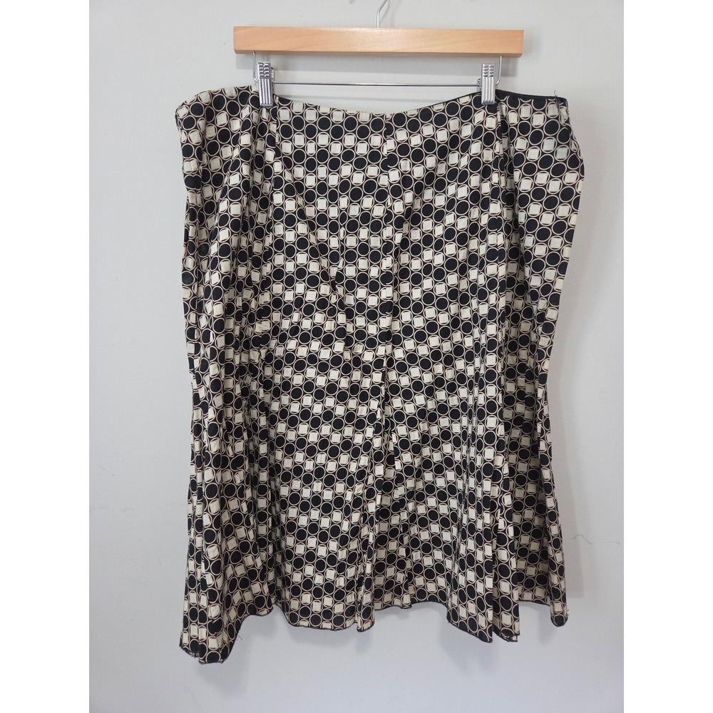 Cato Woman Skirt 20W‎ Plus Black Cream Geometric Circle Print A-Line Side Zip